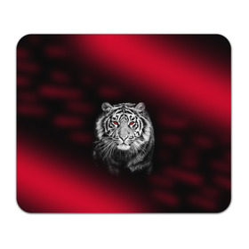 Коврик прямоугольный с принтом Тигр красные глаза в Екатеринбурге, натуральный каучук | размер 230 х 185 мм; запечатка лицевой стороны |  хищник | багровый | большая кошка | глаза. красные | красный | кровавый | тигр