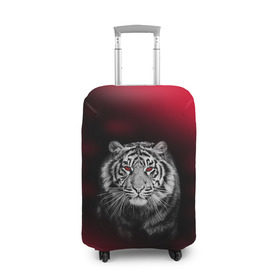 Чехол для чемодана 3D с принтом Тигр красные глаза в Екатеринбурге, 86% полиэфир, 14% спандекс | двустороннее нанесение принта, прорези для ручек и колес |  хищник | багровый | большая кошка | глаза. красные | красный | кровавый | тигр