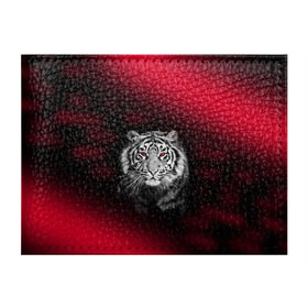 Обложка для студенческого билета с принтом Тигр красные глаза в Екатеринбурге, натуральная кожа | Размер: 11*8 см; Печать на всей внешней стороне |  хищник | багровый | большая кошка | глаза. красные | красный | кровавый | тигр