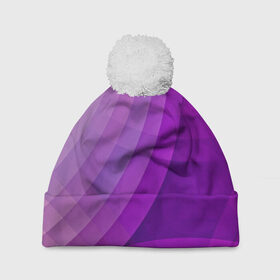 Шапка 3D c помпоном с принтом Фиолетовые волны в Екатеринбурге, 100% полиэстер | универсальный размер, печать по всей поверхности изделия | круги | фиолетовый геометрия