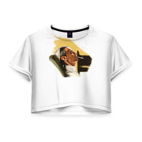 Женская футболка 3D укороченная с принтом The Young Pope в Екатеринбурге, 100% полиэстер | круглая горловина, длина футболки до линии талии, рукава с отворотами | young pope | джуд | лоу | молодой папа