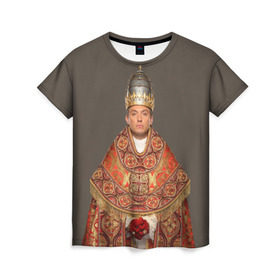 Женская футболка 3D с принтом Молодой Папа в Екатеринбурге, 100% полиэфир ( синтетическое хлопкоподобное полотно) | прямой крой, круглый вырез горловины, длина до линии бедер | Тематика изображения на принте: young pope | джуд | лоу | молодой папа