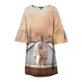 Детское платье 3D с принтом Италия в Екатеринбурге, 100% полиэстер | прямой силуэт, чуть расширенный к низу. Круглая горловина, на рукавах — воланы | Тематика изображения на принте: young pope | джуд | лоу | молодой папа