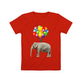 Детская футболка хлопок с принтом Воздушный слоник в Екатеринбурге, 100% хлопок | круглый вырез горловины, полуприлегающий силуэт, длина до линии бедер | арт | животные | слон | шарики