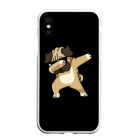 Чехол для iPhone XS Max матовый с принтом Dog dab в Екатеринбурге, Силикон | Область печати: задняя сторона чехла, без боковых панелей | Тематика изображения на принте: арт | животное | мопс | музыка | собака