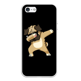 Чехол для iPhone 5/5S матовый с принтом Dog dab в Екатеринбурге, Силикон | Область печати: задняя сторона чехла, без боковых панелей | Тематика изображения на принте: арт | животное | мопс | музыка | собака
