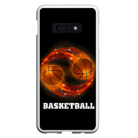 Чехол для Samsung S10E с принтом basketball fire в Екатеринбурге, Силикон | Область печати: задняя сторона чехла, без боковых панелей | fire | flames | light | sport | баскетбол | игра | кольцо | мяч | небо | огонь | сетка | спорт | спортивные соревнования | стиль