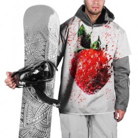 Накидка на куртку 3D с принтом Клубника в Екатеринбурге, 100% полиэстер |  | брызги | земляника | клубника | краски | красный | природа | рисунок | фрукты