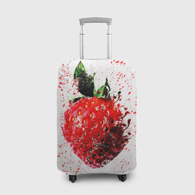 Чехол для чемодана 3D с принтом Клубника в Екатеринбурге, 86% полиэфир, 14% спандекс | двустороннее нанесение принта, прорези для ручек и колес | брызги | земляника | клубника | краски | красный | природа | рисунок | фрукты