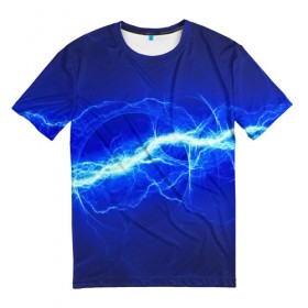 Мужская футболка 3D с принтом electricity в Екатеринбурге, 100% полиэфир | прямой крой, круглый вырез горловины, длина до линии бедер | молния | разряд | электричество