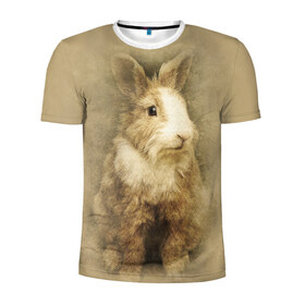 Мужская футболка 3D спортивная с принтом Кролик в Екатеринбурге, 100% полиэстер с улучшенными характеристиками | приталенный силуэт, круглая горловина, широкие плечи, сужается к линии бедра | грызун | животные | заяц | кролик | мордочка | природа | пушистый | уши