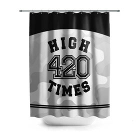 Штора 3D для ванной с принтом High Times 420 Camo в Екатеринбурге, 100% полиэстер | плотность материала — 100 г/м2. Стандартный размер — 146 см х 180 см. По верхнему краю — пластиковые люверсы для креплений. В комплекте 10 пластиковых колец | camouflage | камо | камуфляж