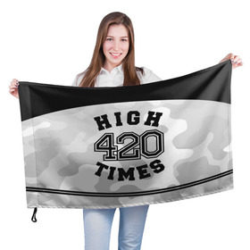 Флаг 3D с принтом High Times 420 Camo в Екатеринбурге, 100% полиэстер | плотность ткани — 95 г/м2, размер — 67 х 109 см. Принт наносится с одной стороны | camouflage | камо | камуфляж