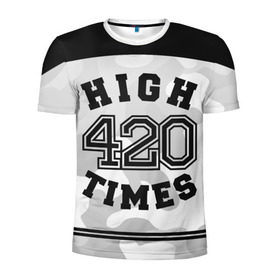 Мужская футболка 3D спортивная с принтом High Times 420 Camo в Екатеринбурге, 100% полиэстер с улучшенными характеристиками | приталенный силуэт, круглая горловина, широкие плечи, сужается к линии бедра | Тематика изображения на принте: camouflage | камо | камуфляж