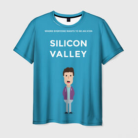 Мужская футболка 3D с принтом Кремниевая долина в Екатеринбурге, 100% полиэфир | прямой крой, круглый вырез горловины, длина до линии бедер | pied piper | silicon valley | tj miller | крысолов | пегий дудочник | силиконовая долина | тиджей миллер