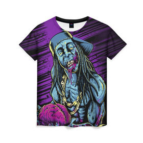 Женская футболка 3D с принтом Lil Wayne 5 в Екатеринбурге, 100% полиэфир ( синтетическое хлопкоподобное полотно) | прямой крой, круглый вырез горловины, длина до линии бедер | lil wayne | rap | лил уэйн | рэп | хип хоп