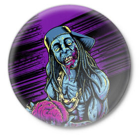 Значок с принтом Lil Wayne 5 в Екатеринбурге,  металл | круглая форма, металлическая застежка в виде булавки | lil wayne | rap | лил уэйн | рэп | хип хоп