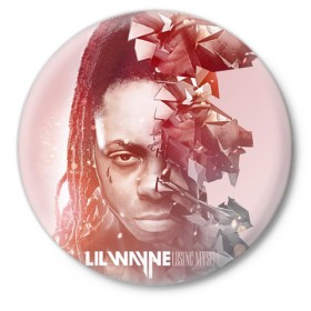 Значок с принтом Lil Wayne 7 в Екатеринбурге,  металл | круглая форма, металлическая застежка в виде булавки | 