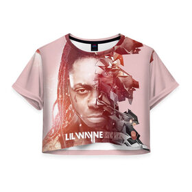 Женская футболка 3D укороченная с принтом Lil Wayne 7 в Екатеринбурге, 100% полиэстер | круглая горловина, длина футболки до линии талии, рукава с отворотами | 