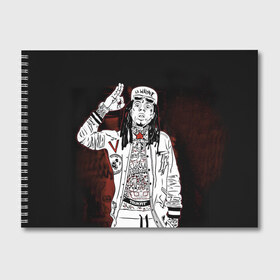 Альбом для рисования с принтом Lil Wayne 3 в Екатеринбурге, 100% бумага
 | матовая бумага, плотность 200 мг. | Тематика изображения на принте: lil wayne | rap | лил уэйн | рэп | хип хоп