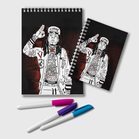 Блокнот с принтом Lil Wayne 3 в Екатеринбурге, 100% бумага | 48 листов, плотность листов — 60 г/м2, плотность картонной обложки — 250 г/м2. Листы скреплены удобной пружинной спиралью. Цвет линий — светло-серый
 | lil wayne | rap | лил уэйн | рэп | хип хоп