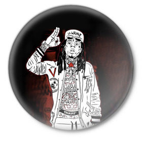 Значок с принтом Lil Wayne 3 в Екатеринбурге,  металл | круглая форма, металлическая застежка в виде булавки | lil wayne | rap | лил уэйн | рэп | хип хоп