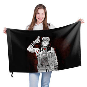 Флаг 3D с принтом Lil Wayne 3 в Екатеринбурге, 100% полиэстер | плотность ткани — 95 г/м2, размер — 67 х 109 см. Принт наносится с одной стороны | lil wayne | rap | лил уэйн | рэп | хип хоп