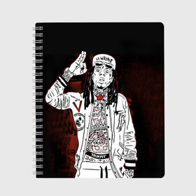 Тетрадь с принтом Lil Wayne 3 в Екатеринбурге, 100% бумага | 48 листов, плотность листов — 60 г/м2, плотность картонной обложки — 250 г/м2. Листы скреплены сбоку удобной пружинной спиралью. Уголки страниц и обложки скругленные. Цвет линий — светло-серый
 | Тематика изображения на принте: lil wayne | rap | лил уэйн | рэп | хип хоп