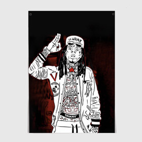 Постер с принтом Lil Wayne 3 в Екатеринбурге, 100% бумага
 | бумага, плотность 150 мг. Матовая, но за счет высокого коэффициента гладкости имеет небольшой блеск и дает на свету блики, но в отличии от глянцевой бумаги не покрыта лаком | lil wayne | rap | лил уэйн | рэп | хип хоп