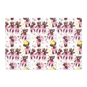 Магнитный плакат 3Х2 с принтом Плюшевые мишки в Екатеринбурге, Полимерный материал с магнитным слоем | 6 деталей размером 9*9 см | Тематика изображения на принте: акварель | балерина | медведи | пачка | пуанты | рисунок | розовый | теди | цветы