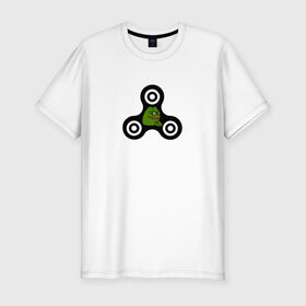 Мужская футболка премиум с принтом Frog spinner в Екатеринбурге, 92% хлопок, 8% лайкра | приталенный силуэт, круглый вырез ворота, длина до линии бедра, короткий рукав | pepe | spinner | антиспиннер | вейп | вейпер | вертушка | лягушка | мем | пепе | спиннер
