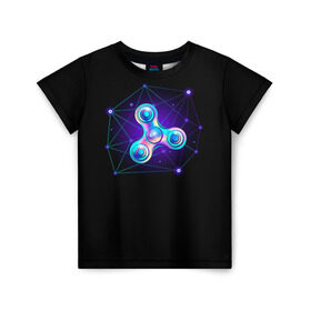 Детская футболка 3D с принтом Space spinner в Екатеринбурге, 100% гипоаллергенный полиэфир | прямой крой, круглый вырез горловины, длина до линии бедер, чуть спущенное плечо, ткань немного тянется | spinner | антиспиннер | вейп | вейпер | вертушка | мем | спиннер