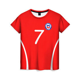 Женская футболка 3D с принтом Chile в Екатеринбурге, 100% полиэфир ( синтетическое хлопкоподобное полотно) | прямой крой, круглый вырез горловины, длина до линии бедер | alexis | chile | санчес алексис | сборная чили | футбол