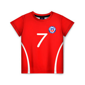 Детская футболка 3D с принтом Chile в Екатеринбурге, 100% гипоаллергенный полиэфир | прямой крой, круглый вырез горловины, длина до линии бедер, чуть спущенное плечо, ткань немного тянется | alexis | chile | санчес алексис | сборная чили | футбол