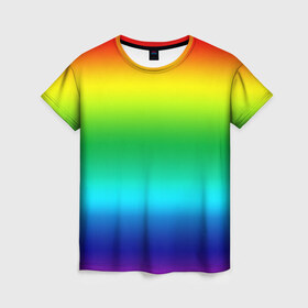 Женская футболка 3D с принтом Радуга (Градиент) в Екатеринбурге, 100% полиэфир ( синтетическое хлопкоподобное полотно) | прямой крой, круглый вырез горловины, длина до линии бедер | разноцветный | яркий
