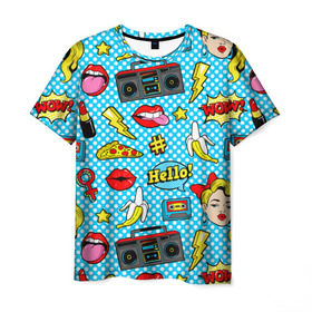 Мужская футболка 3D с принтом Девочка из комикса в Екатеринбурге, 100% полиэфир | прямой крой, круглый вырез горловины, длина до линии бедер | паттерн | поп арт | яркий