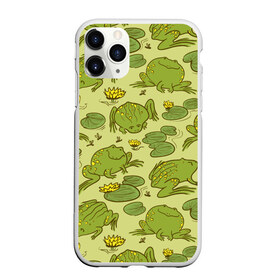 Чехол для iPhone 11 Pro матовый с принтом Лягухи в Екатеринбурге, Силикон |  | Тематика изображения на принте: болото | жабы | квакухи | кувшинки | лягушки | паттерн