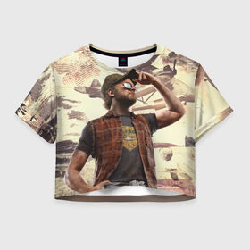 Женская футболка 3D укороченная с принтом Рэднэк в Екатеринбурге, 100% полиэстер | круглая горловина, длина футболки до линии талии, рукава с отворотами | far cry | far cry 5 | фар край