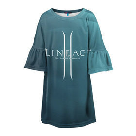 Детское платье 3D с принтом LineAge II в Екатеринбурге, 100% полиэстер | прямой силуэт, чуть расширенный к низу. Круглая горловина, на рукавах — воланы | l2 | la 2 | lineage | lineage 2 | lineage ii | линейка