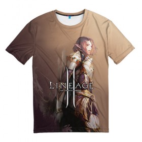Мужская футболка 3D с принтом LineAge II 4 в Екатеринбурге, 100% полиэфир | прямой крой, круглый вырез горловины, длина до линии бедер | 