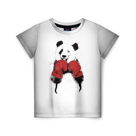 Детская футболка 3D с принтом Панда боксер в Екатеринбурге, 100% гипоаллергенный полиэфир | прямой крой, круглый вырез горловины, длина до линии бедер, чуть спущенное плечо, ткань немного тянется | бамбук | бамбуковый медведь | бокс | боксерские | брызги | енот | животное | коала | красивый | красная книга | кунгфу | медведь | милый | мишка | очки | панда | перчатки | пот | прикол | прикольный