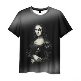 Мужская футболка 3D с принтом Мона Лиза Kiss в Екатеринбурге, 100% полиэфир | прямой крой, круглый вырез горловины, длина до линии бедер | джин симмонс | картина | пол стэнли | эйс фрейли