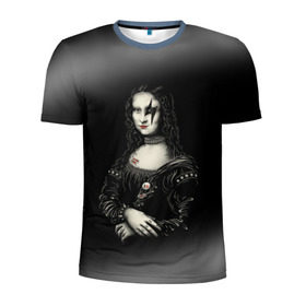 Мужская футболка 3D спортивная с принтом Мона Лиза Kiss в Екатеринбурге, 100% полиэстер с улучшенными характеристиками | приталенный силуэт, круглая горловина, широкие плечи, сужается к линии бедра | джин симмонс | картина | пол стэнли | эйс фрейли