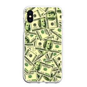 Чехол для iPhone XS Max матовый с принтом Benjamin Franklin в Екатеринбурге, Силикон | Область печати: задняя сторона чехла, без боковых панелей | Тематика изображения на принте: 3d | benjamin franklin | америка | богатство | валюта | денежные купюры | деньги | доллар | зеленые | сша | текстуры