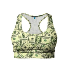 Женский спортивный топ 3D с принтом Benjamin Franklin в Екатеринбурге, 82% полиэстер, 18% спандекс Ткань безопасна для здоровья, позволяет коже дышать, не мнется и не растягивается |  | 3d | benjamin franklin | америка | богатство | валюта | денежные купюры | деньги | доллар | зеленые | сша | текстуры