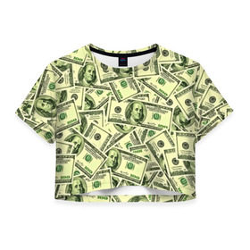 Женская футболка 3D укороченная с принтом Benjamin Franklin в Екатеринбурге, 100% полиэстер | круглая горловина, длина футболки до линии талии, рукава с отворотами | 3d | benjamin franklin | америка | богатство | валюта | денежные купюры | деньги | доллар | зеленые | сша | текстуры