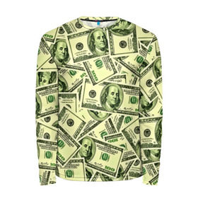 Мужской лонгслив 3D с принтом Benjamin Franklin в Екатеринбурге, 100% полиэстер | длинные рукава, круглый вырез горловины, полуприлегающий силуэт | Тематика изображения на принте: 3d | benjamin franklin | америка | богатство | валюта | денежные купюры | деньги | доллар | зеленые | сша | текстуры