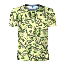 Мужская футболка 3D спортивная с принтом Benjamin Franklin в Екатеринбурге, 100% полиэстер с улучшенными характеристиками | приталенный силуэт, круглая горловина, широкие плечи, сужается к линии бедра | Тематика изображения на принте: 3d | benjamin franklin | америка | богатство | валюта | денежные купюры | деньги | доллар | зеленые | сша | текстуры