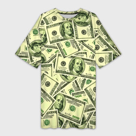 Платье-футболка 3D с принтом Benjamin Franklin в Екатеринбурге,  |  | 3d | benjamin franklin | америка | богатство | валюта | денежные купюры | деньги | доллар | зеленые | сша | текстуры