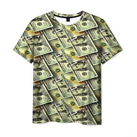 Мужская футболка 3D с принтом Деньги в Екатеринбурге, 100% полиэфир | прямой крой, круглый вырез горловины, длина до линии бедер | Тематика изображения на принте: 3d | benjamin franklin | америка | богатство | валюта | денежные купюры | деньги | доллар | зеленые | сша | текстуры